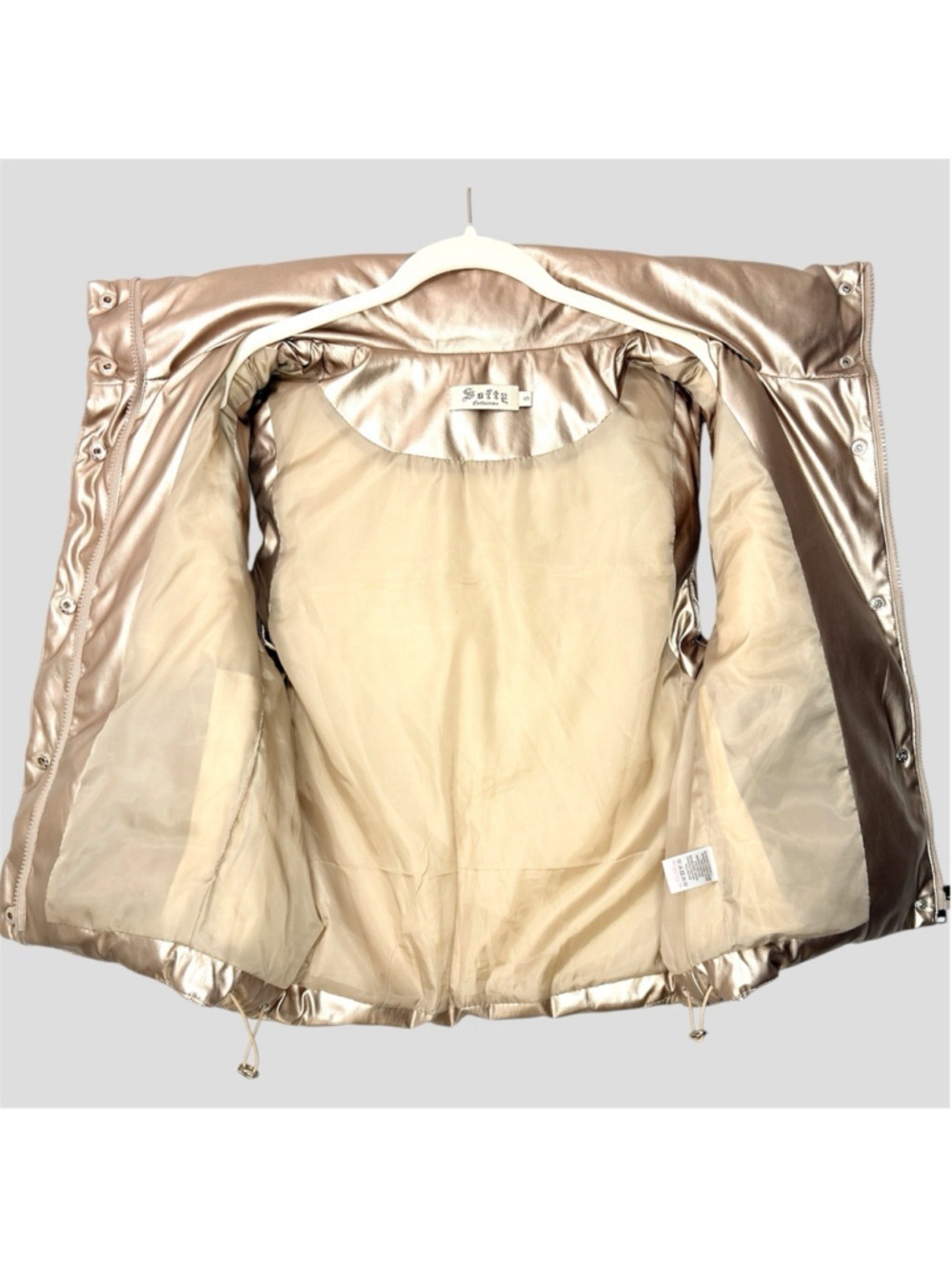 Softy Metallic Champagne Gold Puffer Vest Small Techwear Cyber Y2K Futuristic - Picture 7 of 7